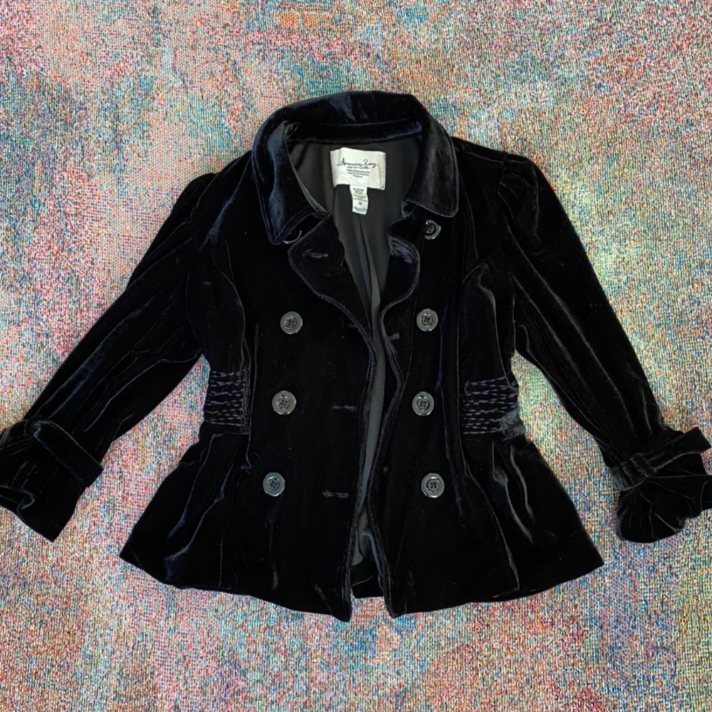 Black velvet velvety coat jacket blazer boho